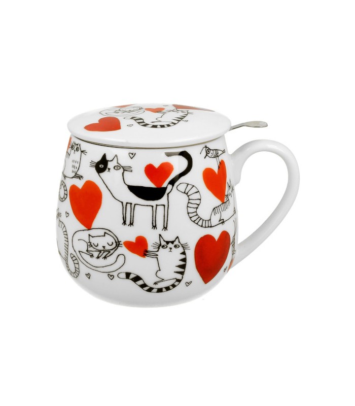 Taza Serca de porcelana - 0,40 L con filtro y tapa.Té y Sensaciones