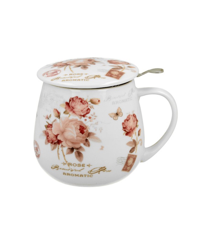 Taza Secession de porcelana - 0,40 L con filtro y tapa.Té y Sensaciones