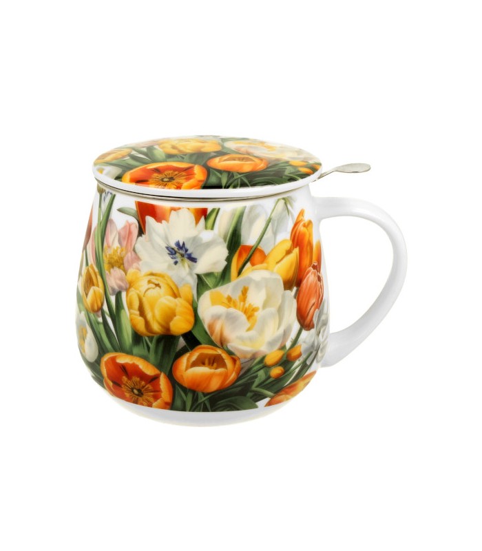 Taza Tulips de porcelana - 0,40 L con filtro y tapa.Té y Sensaciones