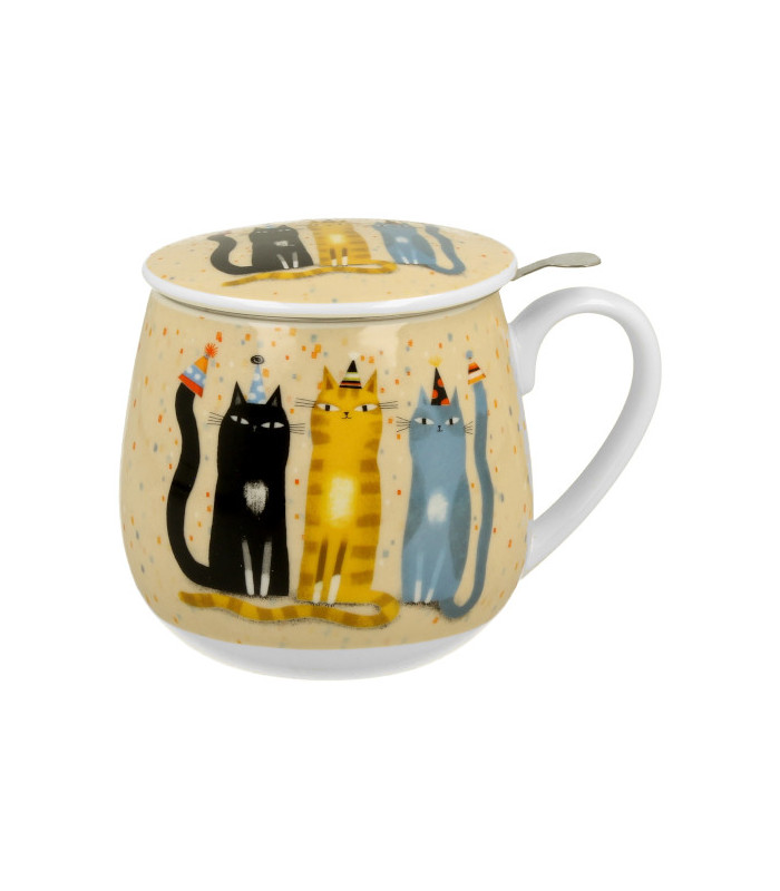 Taza Party de porcelana - 0,40 L con filtro y tapaTé y Sensaciones