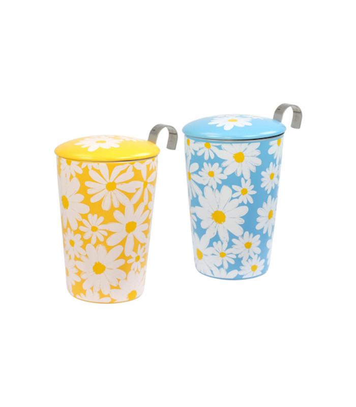 Taza Daisy – Porcelana 0,35 L con filtro y tapa (2 modelos)Té y Sensaciones