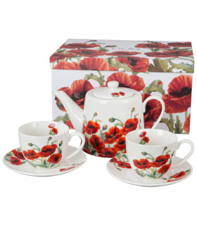Conjunto Poppies – Porcelana con tetera (0,9 L) + 2 tazas con plato (0,27 L)