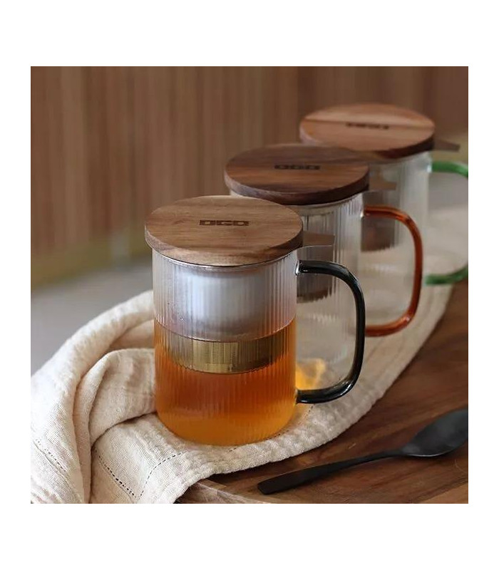 Taza Karl 475ml de Vidrio borosilicato con filtro y tapa.Té y Sensaciones