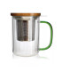 Taza Karl 475ml de Vidrio borosilicato con filtro y tapa.Té y Sensaciones