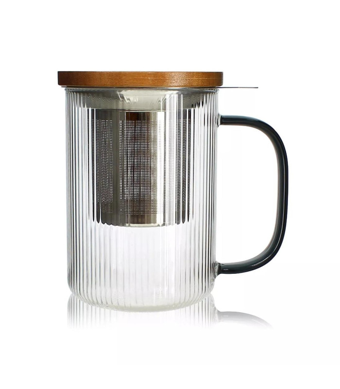 Taza Karl 475ml de Vidrio borosilicato con filtro y tapa.Té y Sensaciones