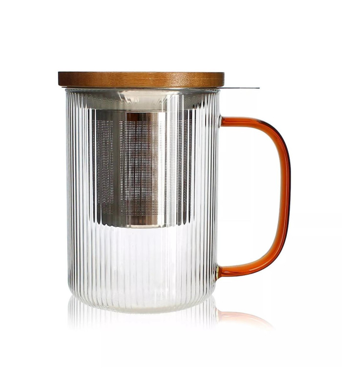Taza Karl 475ml de Vidrio borosilicato con filtro y tapa.Té y Sensaciones