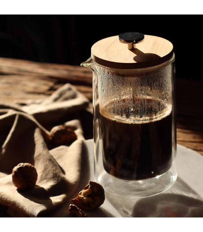 Cafetera de Émbolo Doble Pared 500ml, Vidrio BorosilicatoTé y Sensaciones
