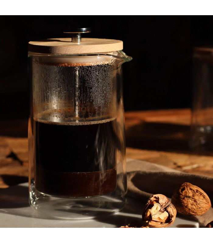 Cafetera de Émbolo Doble Pared 500ml, Vidrio BorosilicatoTé y Sensaciones