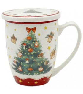 Taza Árbol de Navidad – Porcelana 0,35 L con filtro y tapaTé y Sensaciones