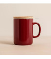 Taza Anna – Gres Magenta 350 ml con filtro y tapa de madera