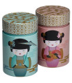 Lata Geisha para té 150 g – 2 modelos (azul y rosa)