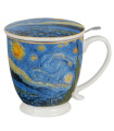 Taza Starry 2 de porcelana 0,50 L con filtro y tapa – inspirada en La noche estrellada de Van Gogh