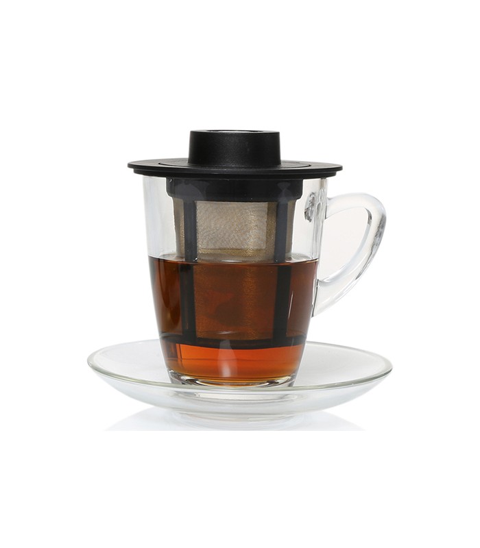 Taza Horeca de cristal 0,25 L con filtro, tapa y platoTé y Sensaciones
