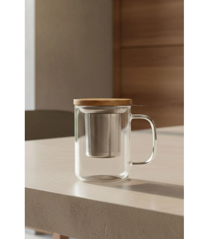 Taza Gustave — Vidrio borosilicato 450 ml con filtro y tapaTé y Sensaciones