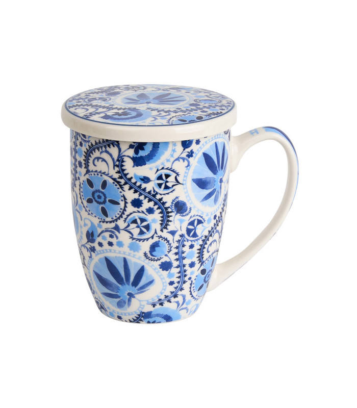Taza NARESH de porcelana - 0,35 L con filtro y tapa.Té y Sensaciones